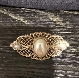 Vintage French Gold and Pearl Barette
